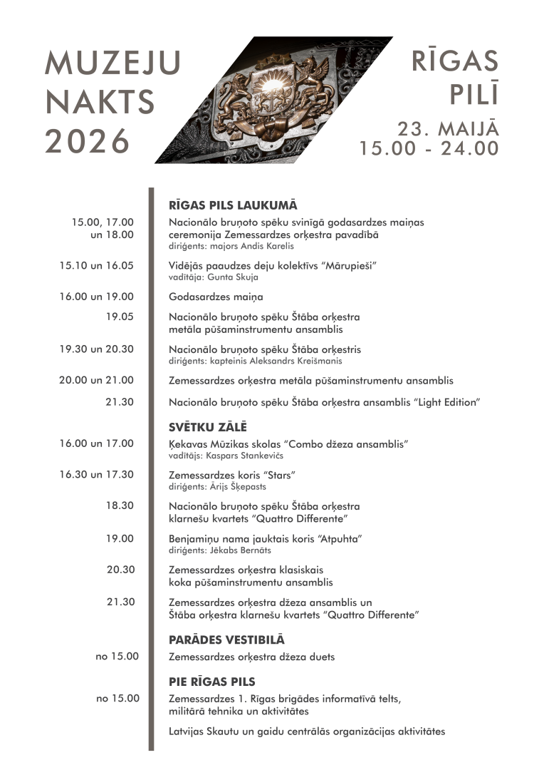 Muzeju nakts programma Latvijas Valsts prezidenta rezidencē – Rīgas pilī