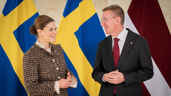 Valsts prezidents Edgars Rinkēvičs un Zviedrijas kroņprincese Viktorija