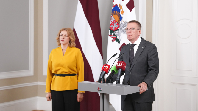 Valsts prezidenta Edgara Rinkēviča un Ministru prezidentes Evikas Siliņas preses konference