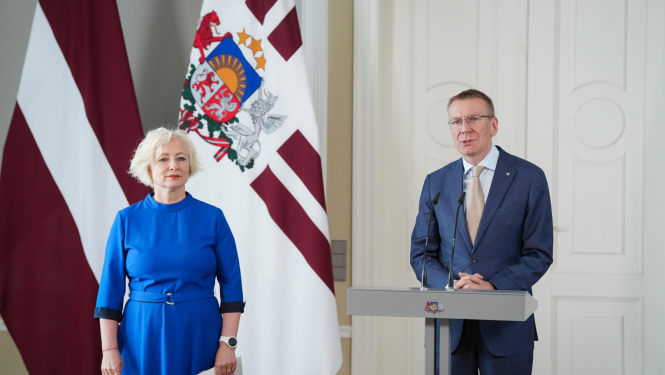 05.05.2026. Valsts prezidenta E. Rinkēviča un Saeimas priekšsēdētājas D. Mieriņas preses konference 1