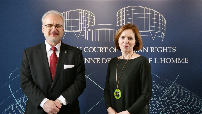 13.02.2023. Valsts prezidents Egils Levits tiekas ar Eiropas Cilvēktiesību tiesas prezidenti Sofru Oleriju 