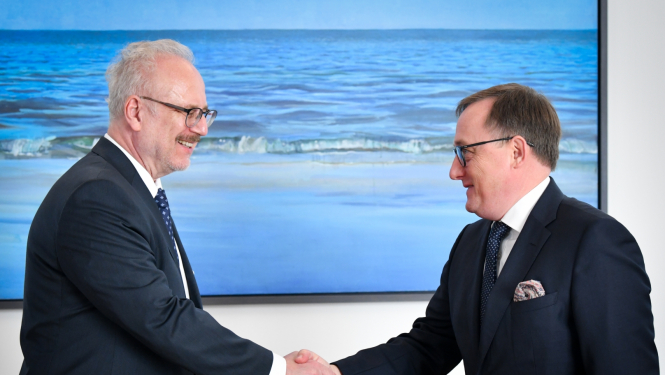 Valsts prezidenta Egila Levita un Latvijas Bankas prezidenta Mārtiņa Kazāka tikšanās 2022. gada 11. jūlijā
