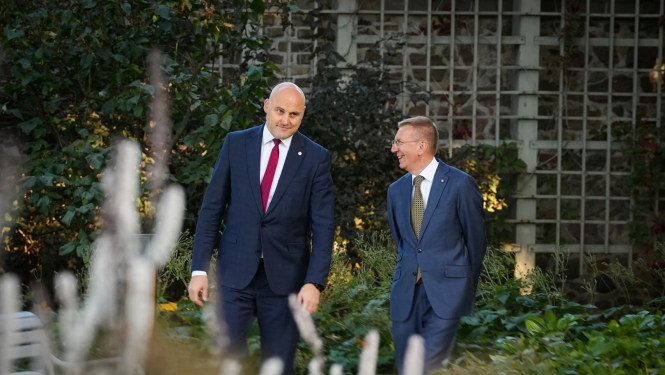 Valsts prezidenta Edgara Rinkēviča un Ministru prezidenta Andra Kulberga tikšanās un preses konference