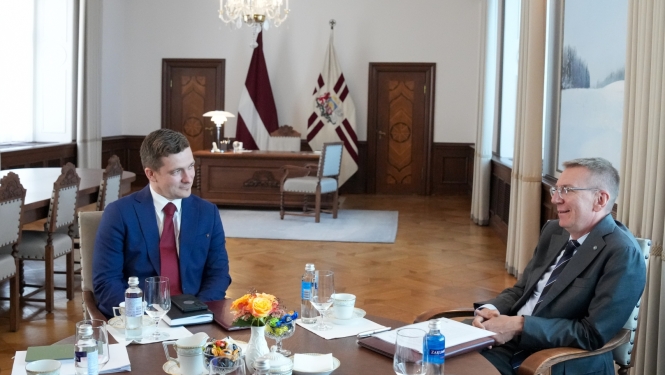 Valsts prezidenta Edgara Rinkēviča tikšanās ar Centrālās vēlēšanu komisijas priekšsēdētāju Māri Zviedri