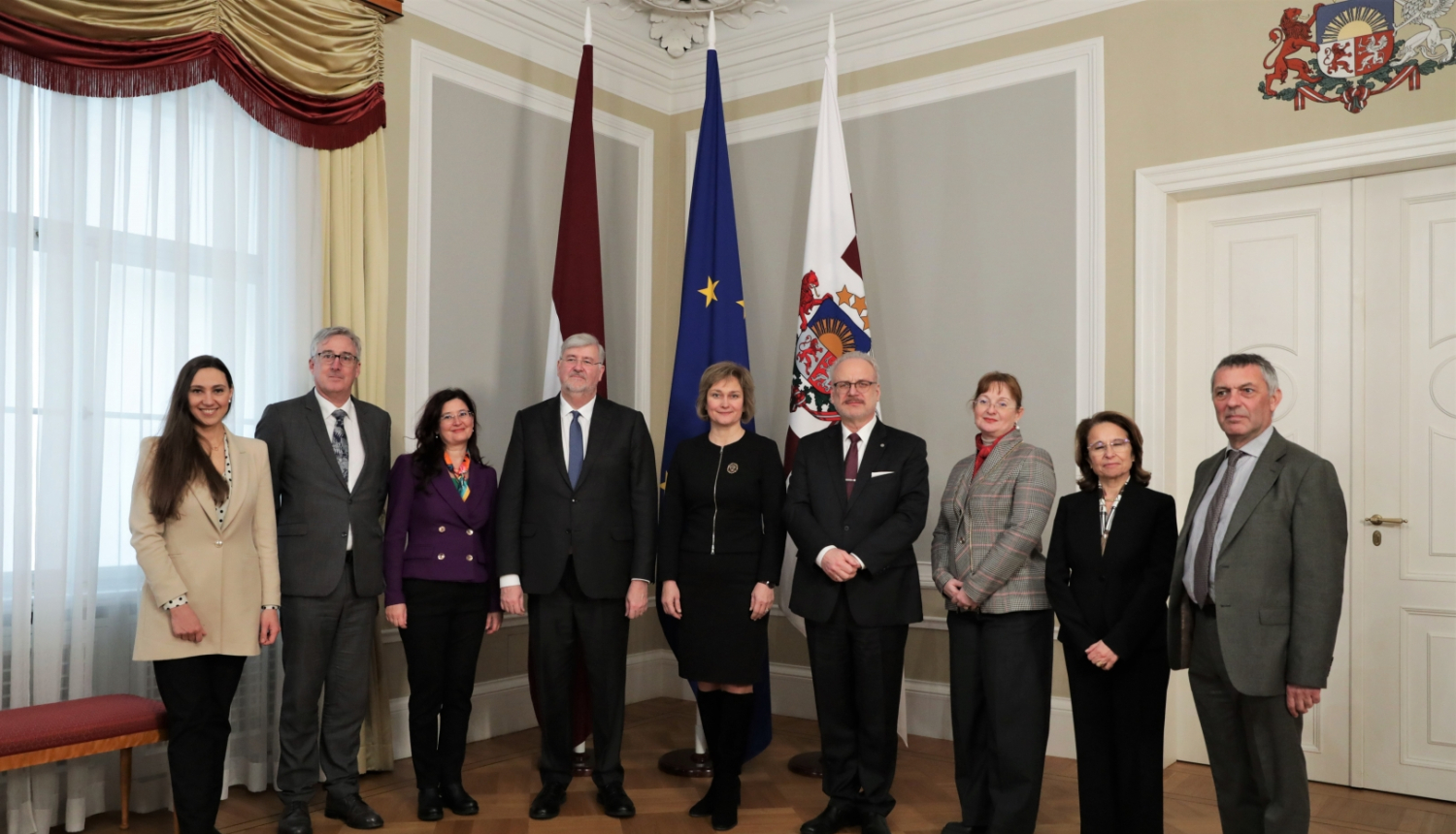08.02.2023. Valsts prezidents Egils Levits tiekas ar Eiropas Savienības Tiesas pārstāvjiem. Foto autors: Gatis Bergmanis, Valsts prezidenta kanceleja.