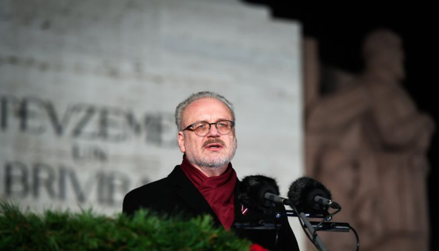 Valsts prezidenta Egila Levita runa pie Brīvības pieminekļa 2019. gada 18. novembrī