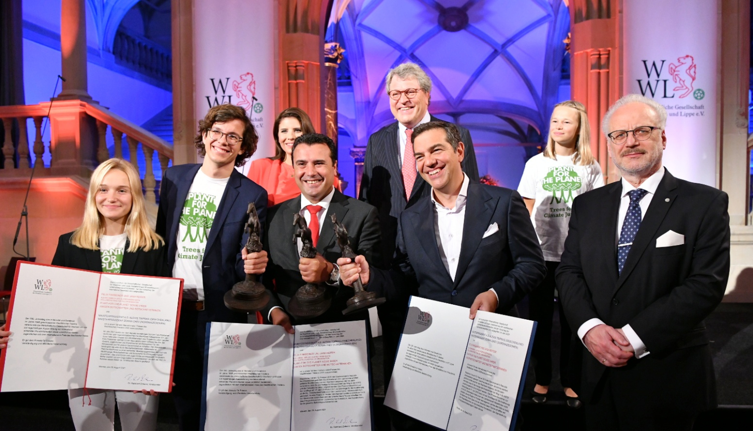 Valsts prezidents Egils Levits un Vestfālenes miera balvas saņēmēji