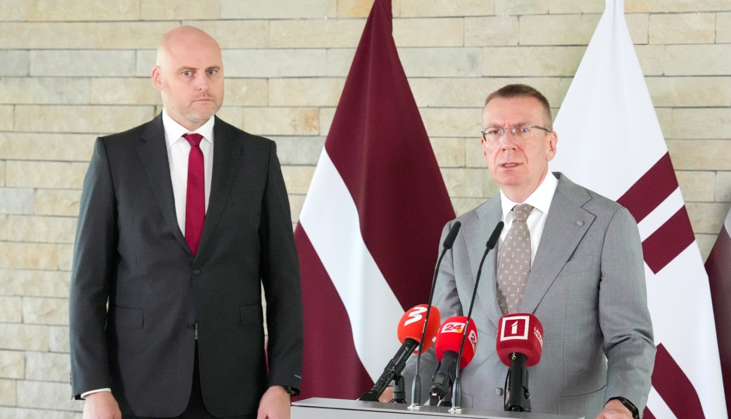 Valsts prezidenta Edgara Rinkēviča un Ministru prezidenta Andra Kulberga tikšanās un preses konference