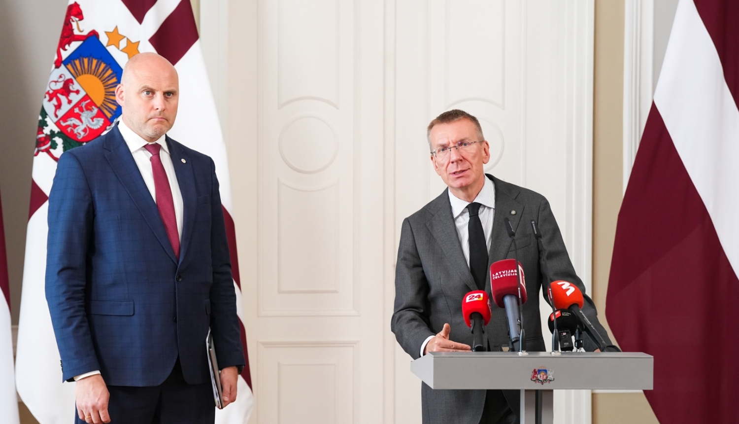 Valsts prezidenta Edgara Rinkēviča un Ministru prezidenta Andra Kulberga preses konference