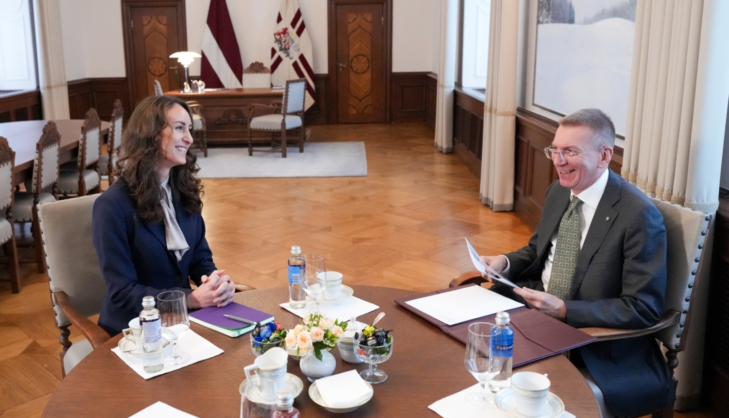 Valsts prezidents Edgars Rinkēvičs tiekas ar tiesībsardzi Karinu Palkovu