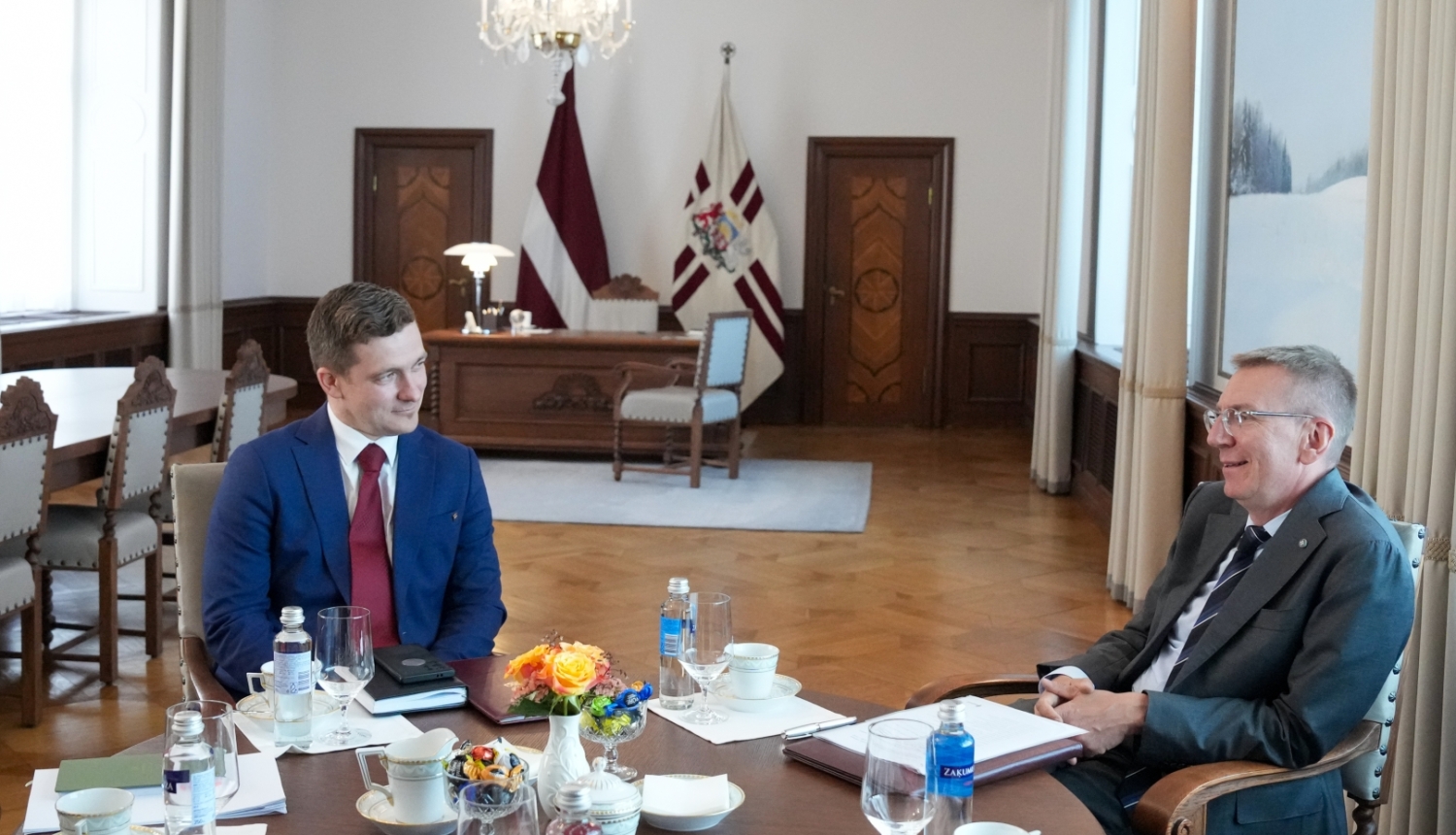 Valsts prezidenta Edgara Rinkēviča tikšanās ar Centrālās vēlēšanu komisijas priekšsēdētāju Māri Zviedri