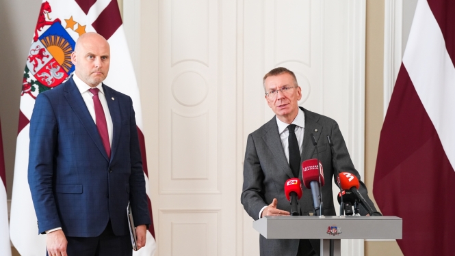 Valsts prezidenta Edgara Rinkēviča un Ministru prezidenta Andra Kulberga preses konference