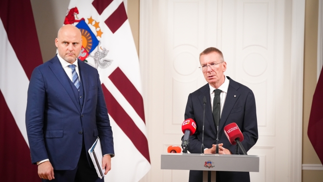 Valsts prezidenta Edgara Rinkēviča un Ministru prezidenta Andra Kulberga preses konference 