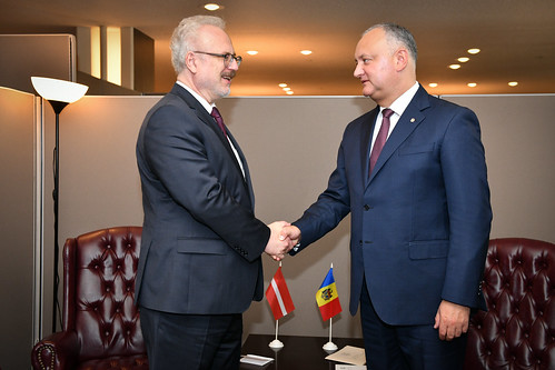 Valsts prezidenta Egila Levita divpusējā tikšanās ar Moldovas Republikas prezidentu Igoru Dodonu (H. E. Mr Igor Dodon)