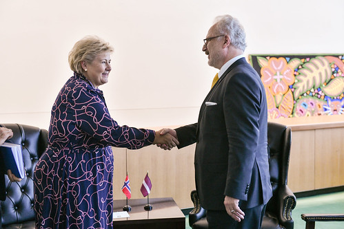 Valsts prezidenta Egila Levita divpusējā tikšanās ar Norvēģijas Karalistes premjerministri Ernu Solbergu (H. E. Ms Erna Solberg)
