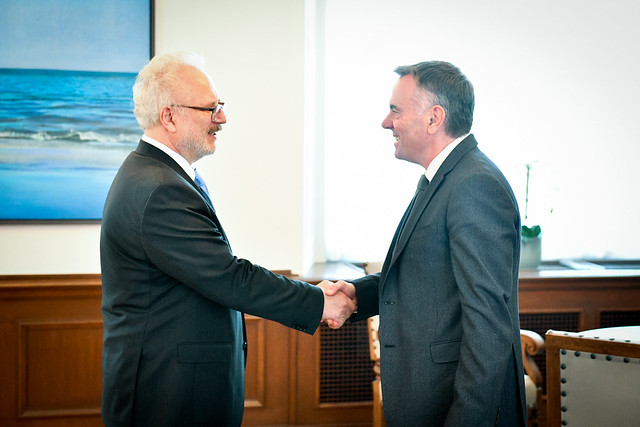 Valsts prezidents Egils Levits tiekas ar Eiropas raidorganizāciju apvienības (EBU) ģenerāldirektoru Noelu Kurranu (Noel Curran)