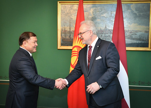 15.10.2019. Valsts prezidenta Egila Levita tikšanās ar V. E. Kirgizstānas Republikas parlamenta priekšsēdētāju Dastanbeku Džumabekovu (H. E. Mr Dastanbek Dzhumabekov)