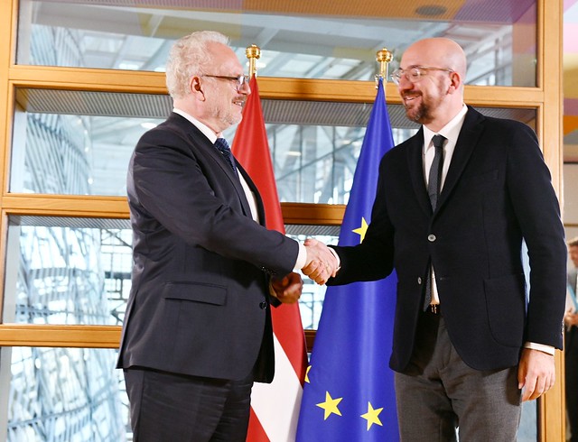 25.11.2019. Valsts prezidenta Egila Levita tikšanās ar jaunievēlēto Eiropadomes prezidentu Šarlu Mišelu (Charles Michel)