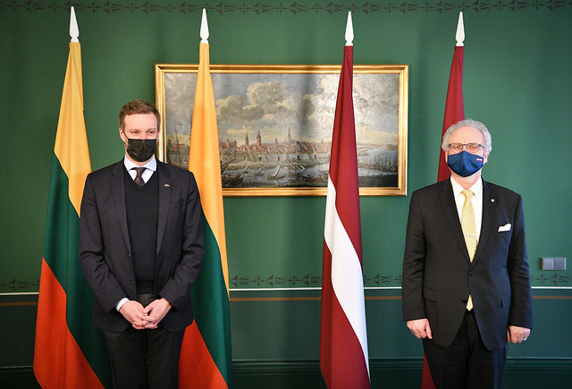 12.02.2021. Valsts prezidents Egils Levits Rīgas pilī tiekas ar V. E. Lietuvas Republikas ārlietu ministru Gabrieļu Landsberģi (H. E. Mr Gabrielius Landsbergis)