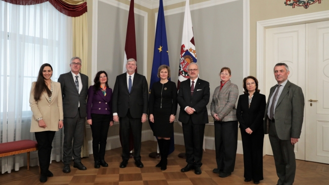 08.02.2023. Valsts prezidents Egils Levits tiekas ar Eiropas Savienības Tiesas pārstāvjiem. Foto autors: Gatis Bergmanis, Valsts prezidenta kanceleja.