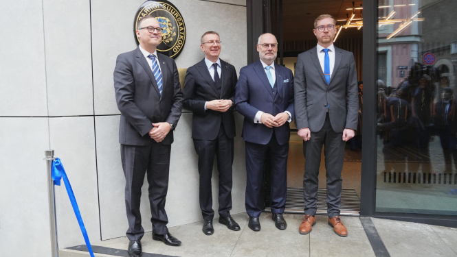 26.03.2025. Valsts prezidenta Edgara Rinkēviča dalība Igaunijas Republikas vēstniecības Latvijā atklāšanas ceremonijā