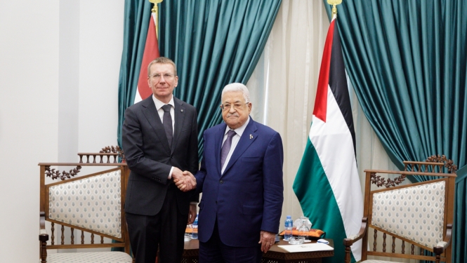 20.11.2023. Valsts prezidenta Edgara Rinkēviča tikšanās ar Palestīniešu pašpārvaldes prezidentu Mahmūdu Abāsu (Mahmoud Abbas).