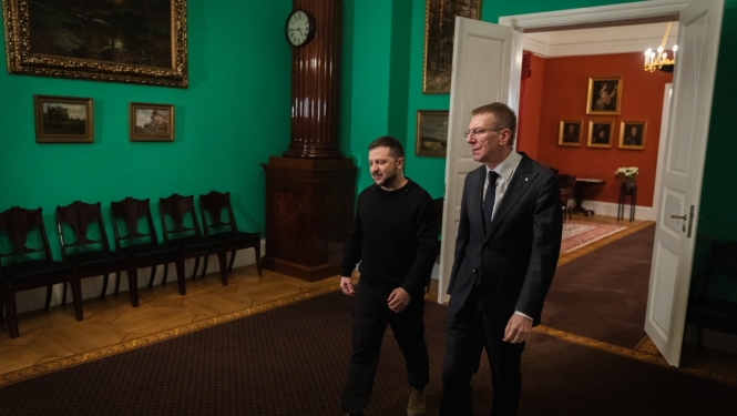 11.01.2024. Valsts prezidenta Edgara Rinkēviča un Ukrainas prezidenta Volodimira Zelenska tikšanās Rīgas pilī