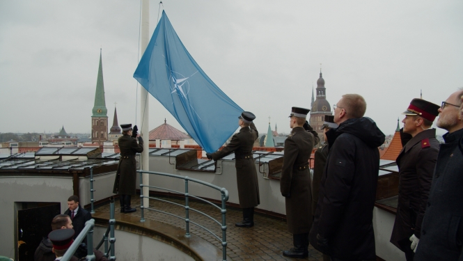 29.03.2024. NATO karoga pacelšanas Rīgas pils Svētā Gara tornī