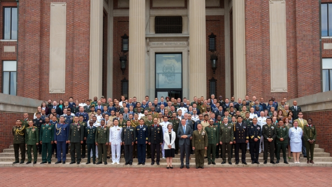 08.07.2024. Valsts prezidenta apmeklējums ASV Nacionālās aizsardzības universitātes Bruņoto spēku Nacionālo resursu stratēģijas industriālajā koledžā