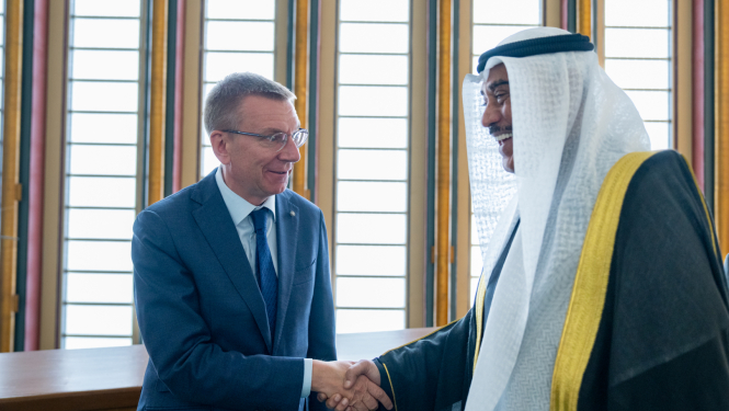 Valsts prezidenta Edgara Rinkēviča tikšanās ar Kuveitas kroņprinci Sabāhu Hālidu Al Hamadu as Sabāhu