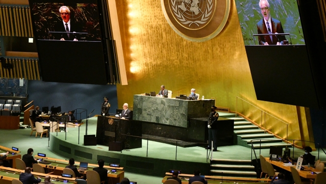 ANO zāle, Valsts prezidents Egils Levits sniedz uzrunu