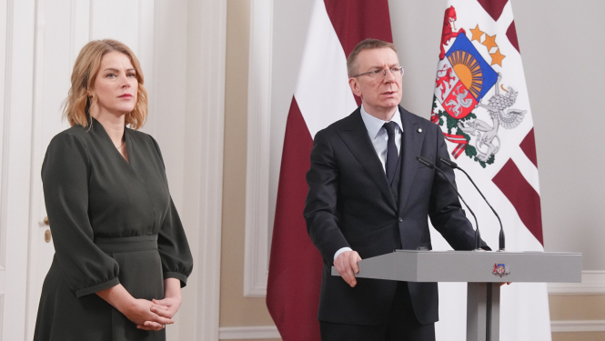 Valsts prezidenta Edgara Rinkēviča un Ministru prezidentes Evikas Siliņas preses konference