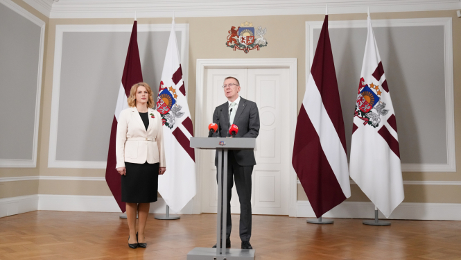 Valsts prezidenta Edgara Rinkēviča un Ministru prezidentes Evikas Siliņas preses konference