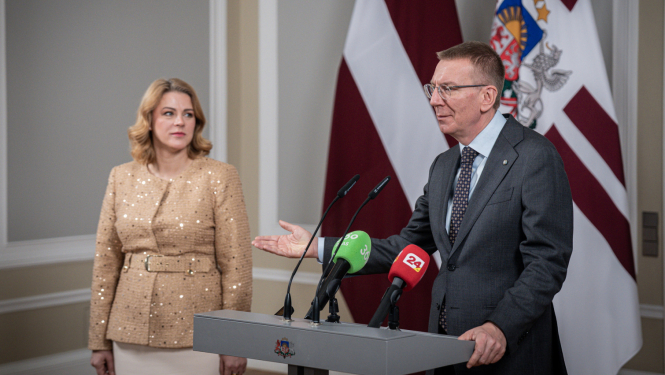 Valsts prezidenta Edgara Rinkēviča un Ministru prezidentes Evikas Siliņas preses konference