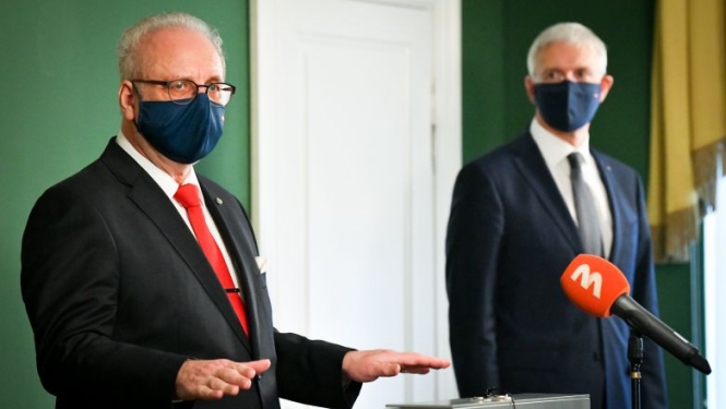 Valsts prezidenta Egila Levita un Ministru prezidenta Krišjāņa Kariņa mediju brīfings