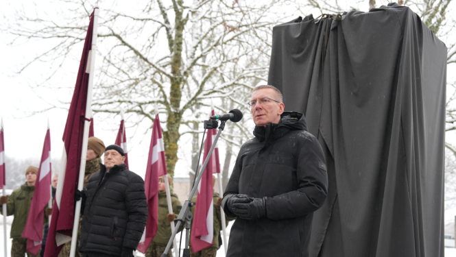 10.01.2025. Valsts prezidenta Edgara Rinkēviča dalība Latvijas nacionālo partizānu piemiņas vietas atklāšanā Kuldīgas novada Kabiles pagastā