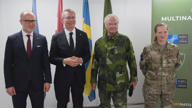 22.05.2025. Valsts prezidenta Edgara Rinkēviča dalība Viņa Majestātes Zviedrijas karaļa Kārļa XVI Gustava sagaidīšanas ceremonijā Ādažu militārajā bāzē
