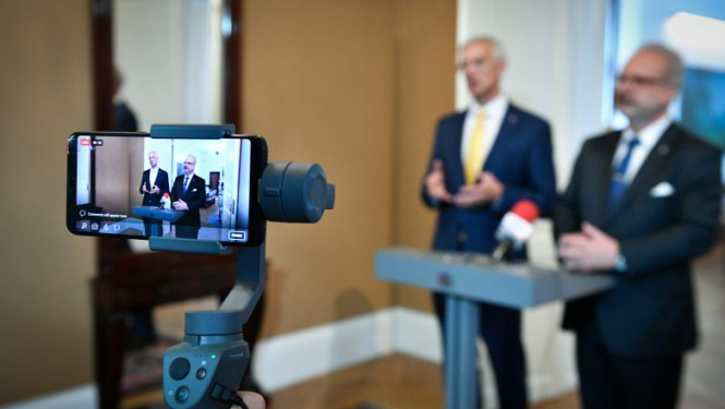 Valsts prezidenta Egila Levita un Ministru prezidenta Krišjāņa Kariņa preses konference