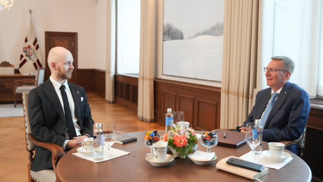Valsts prezidenta Edgara Rinkēviča tikšanās ar Saeimas frakcijas “Progresīvie” priekšsēdētāju Andri Šuvajevu