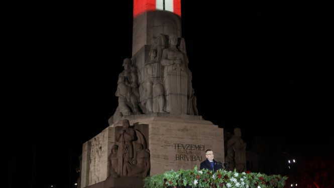 Valsts prezidenta Edgara Rinkēviča svētku uzruna pie Brīvības pieminekļa Latvijas Republikas proklamēšanas 107. gadadienā