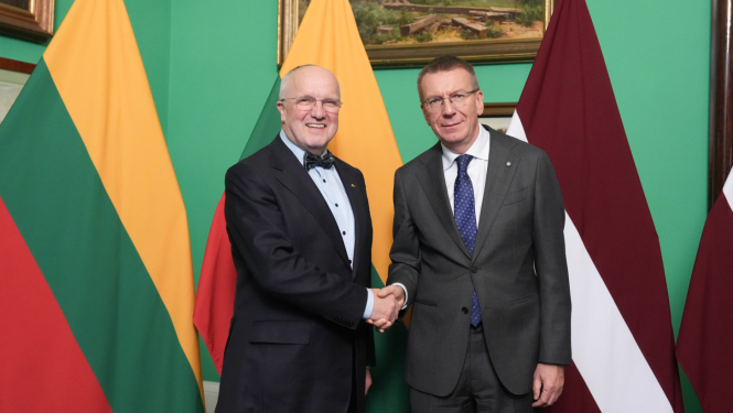 Valsts prezidents Edgars Rinkēvičs tiekas ar Lietuvas parlamenta priekšsēdētāju Jozu Oleku