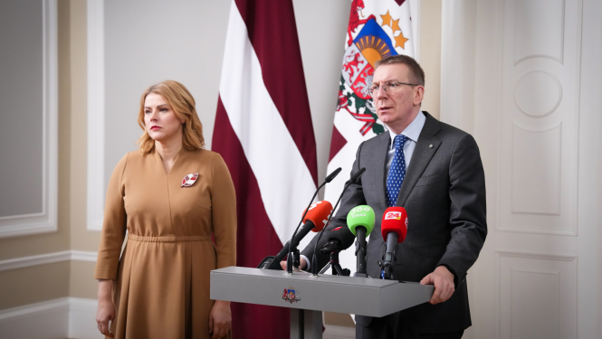 Valsts prezidenta Edgara Rinkēviča un Ministru prezidentes Evikas Siliņas preses konference