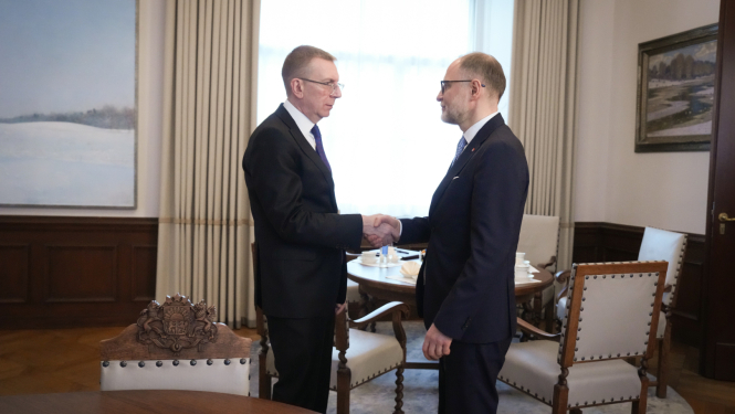 Valsts prezidenta Edgara Rinkēviča tikšanās ar aizsardzības ministru Andri Sprūdu