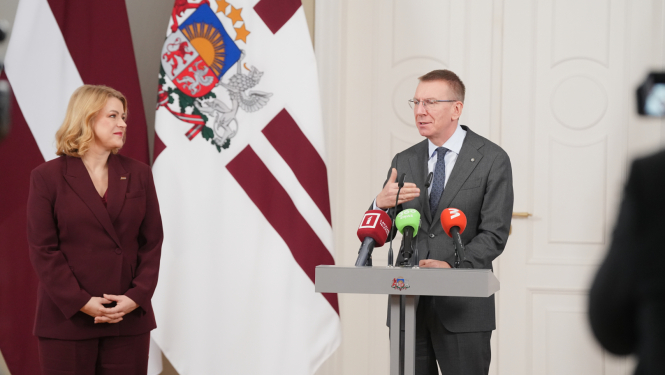 Valsts prezidenta Edgara Rinkēviča un Ministru prezidentes Evikas Siliņas preses konference