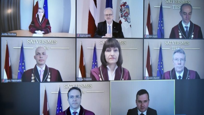 Tiešsaistes ceremonijā tiesneša zvērestu Valsts prezidentam dod Satversmes tiesas tiesnese Anita Rodiņa