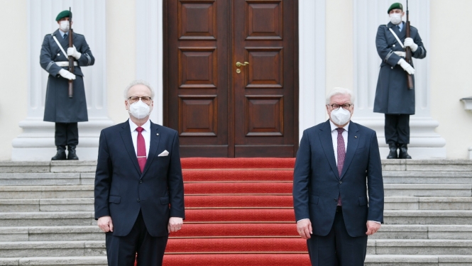 Valsts prezidents Egils Levits un Vācijas prezidents Franks Valters Šteinmeiers