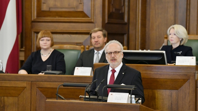 Valsts prezidents Egils Levits saka runu Saeimas rudens sesjijas atklāšanas plenārsēdē