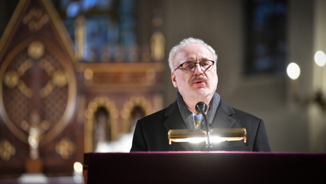 24.02.2023. Valsts prezidents Egils Levits piedalās aizlūgumā par atbalstītājiem Ukrainā, Latvijā un pasaulē. Foto autors: Ilmārs Znotiņš, Valsts prezidenta kanceleja.