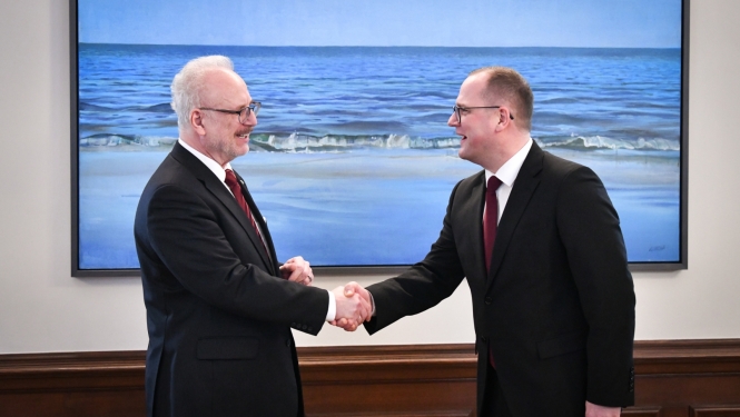 09.02.2023. Valsts prezidents Egils Levits tiekas ar klimata un enerģētikas ministru Raimondu Čudaru. Foto autors: Ilmārs Znotiņš, Valsts prezidenta kanceleja.