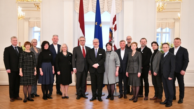 02.02.2023. Valsts prezidents Egils Levits tiekas ar XXVII Vispārējo latviešu Dziesmu un XVII Deju svētku virsvadītājiem un organizatoriem